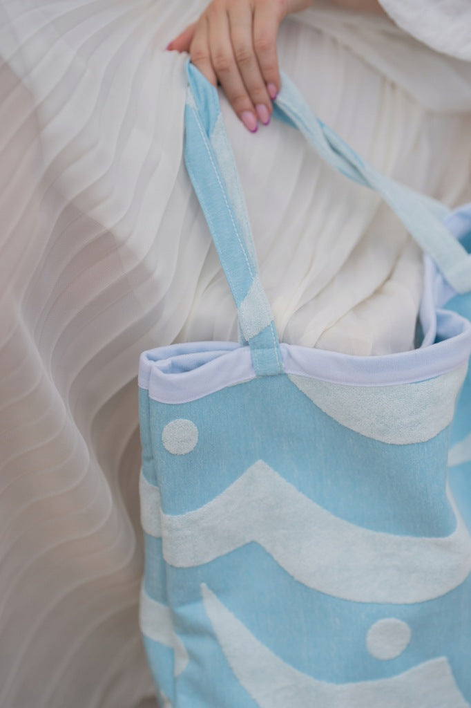 2-in-1 handdoek-tas blauw 87x150 cm