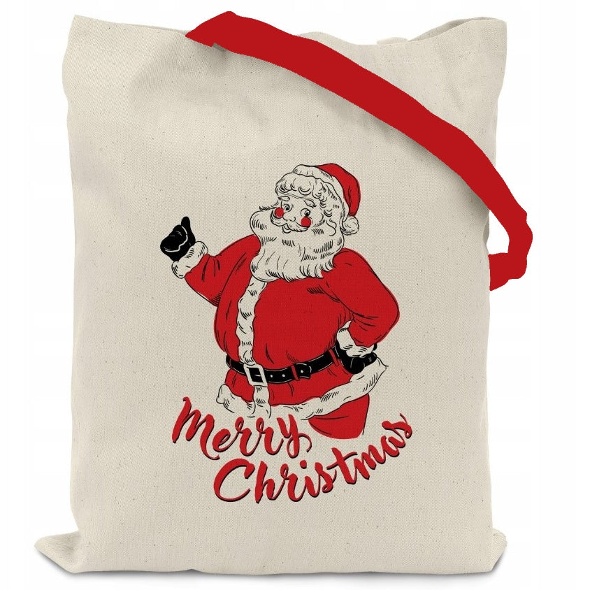 Weihnachtstasche aus Baumwolle, 380 x 420 mm, Ecru