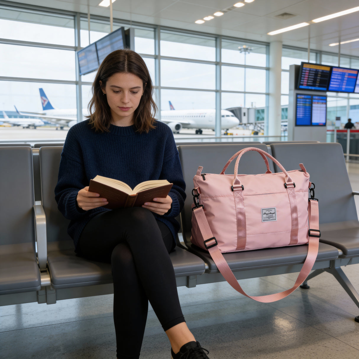 Große Reisetasche 45x14x34 cm – Rosa Sporttasche und Handgepäck