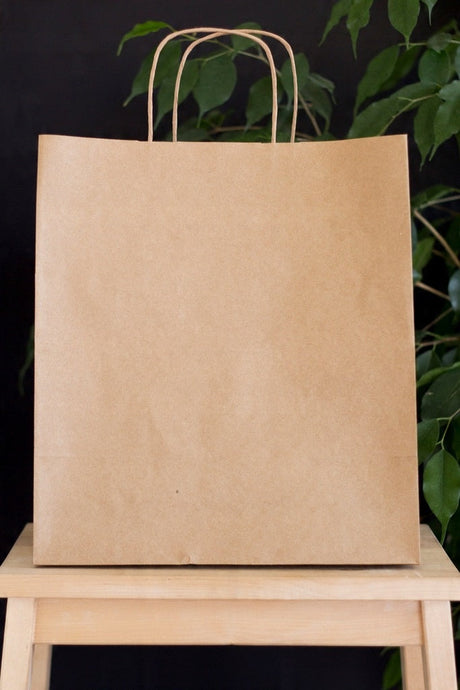 Papiertüte mit gedrehtem Griff 340x200x350 mm Braun
