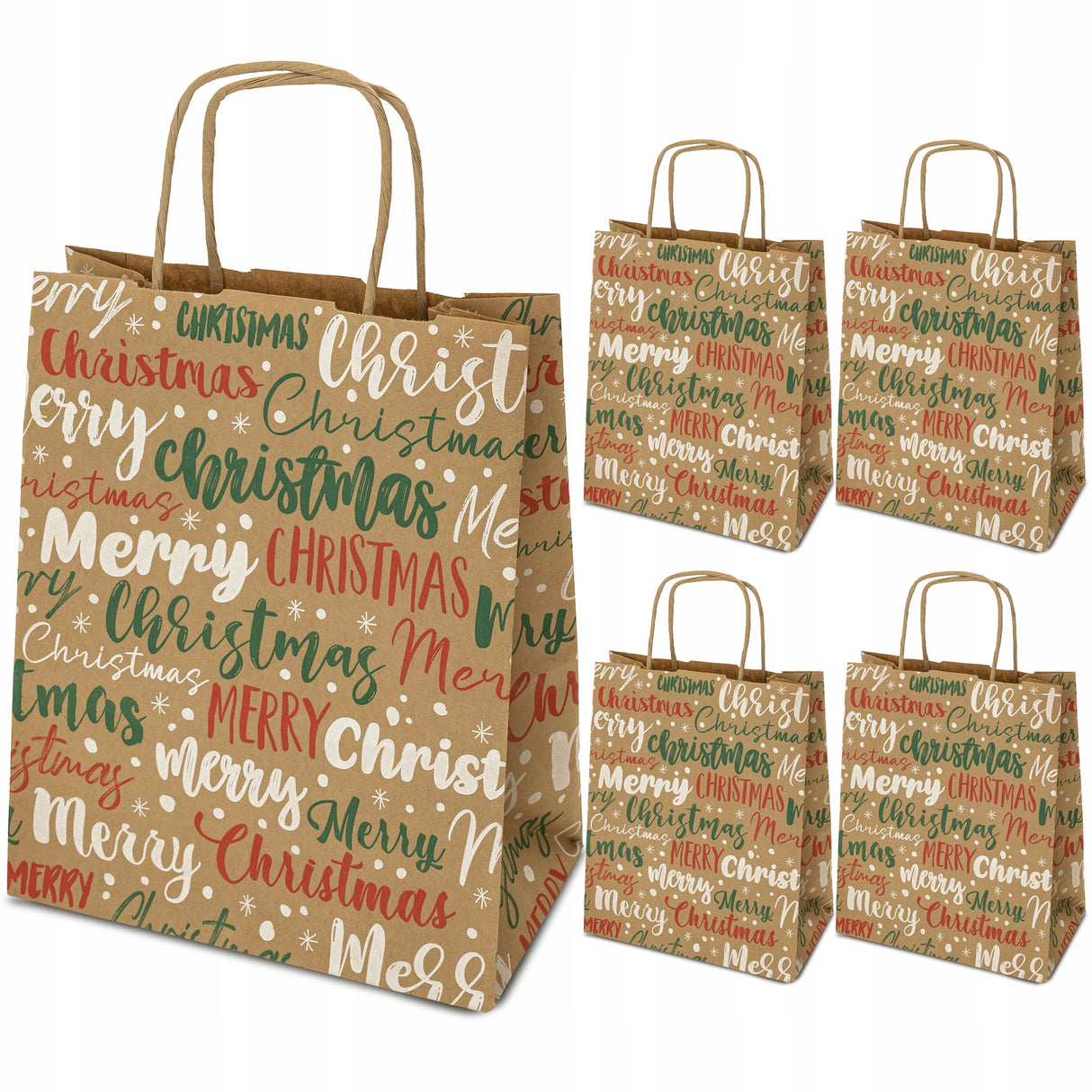 Papiertüte 180x80x225mm Frohe Weihnachten