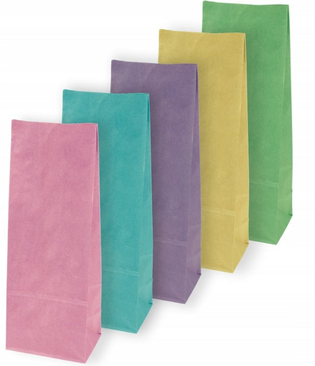 Bunte Geburtstagstüten für den Kindergarten – Geschenktüten + Aufkleber-Set (125 Stk.)