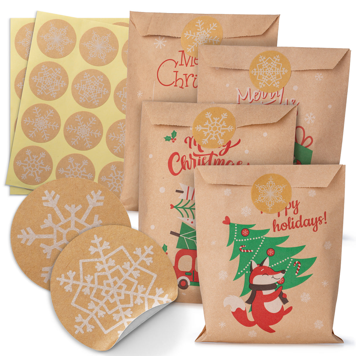 Papier-Adventskalender 130x180mm Kraft mit Aufklebern