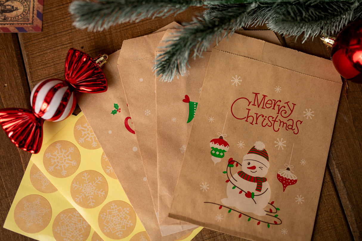 Papier-Adventskalender 130x180mm Kraft mit Aufklebern