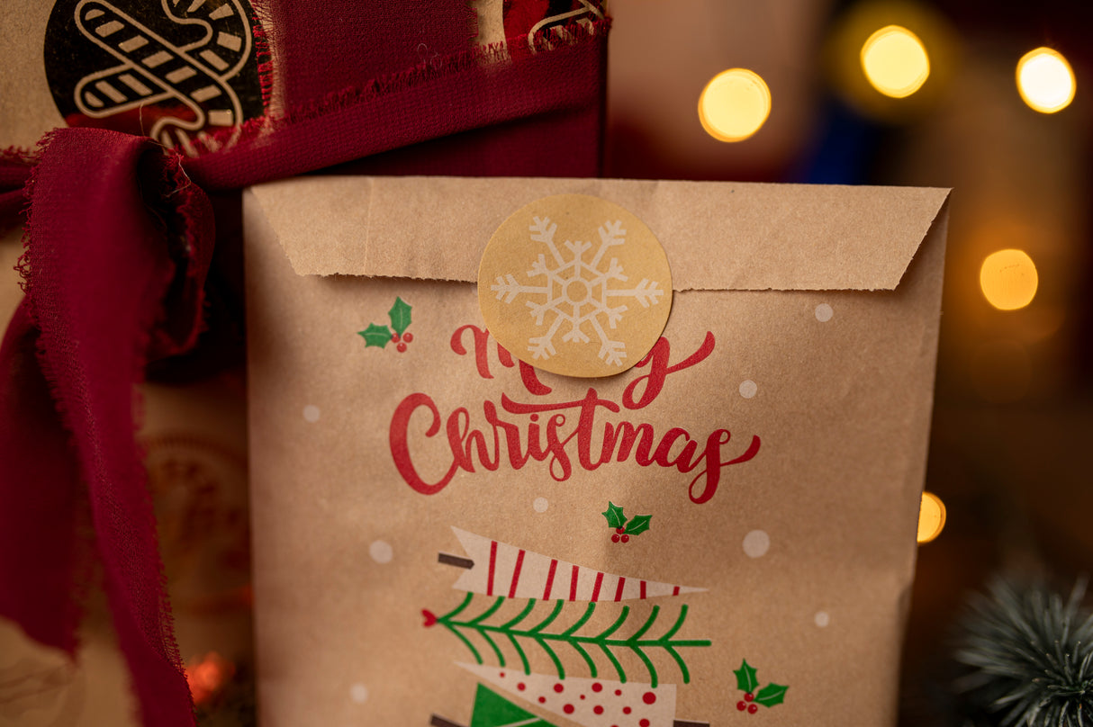 Papier-Adventskalender 130x180mm Kraft mit Aufklebern