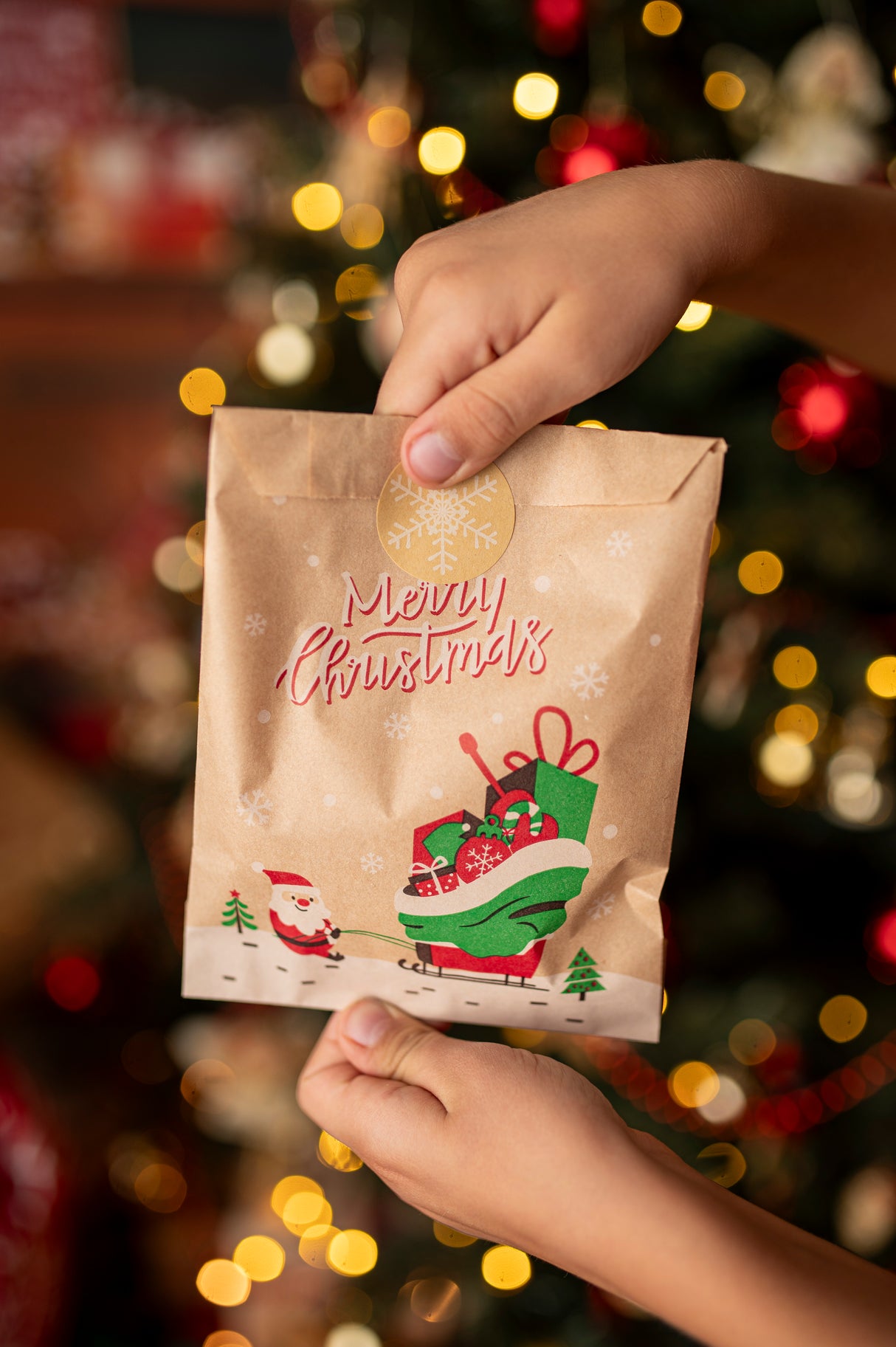 Papier-Adventskalender 130x180mm Kraft mit Aufklebern