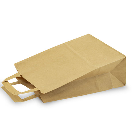 Papiertüte mit flachem Griff 180x80x230mm Braun