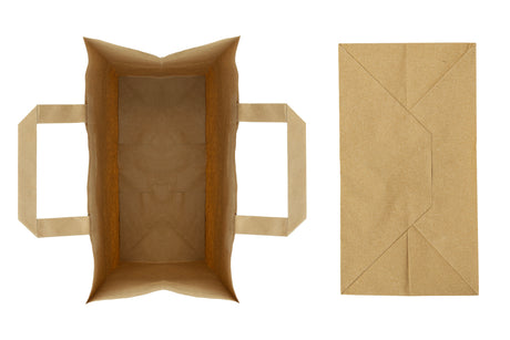 Papiertüte mit flachem Griff 180x80x230mm Braun