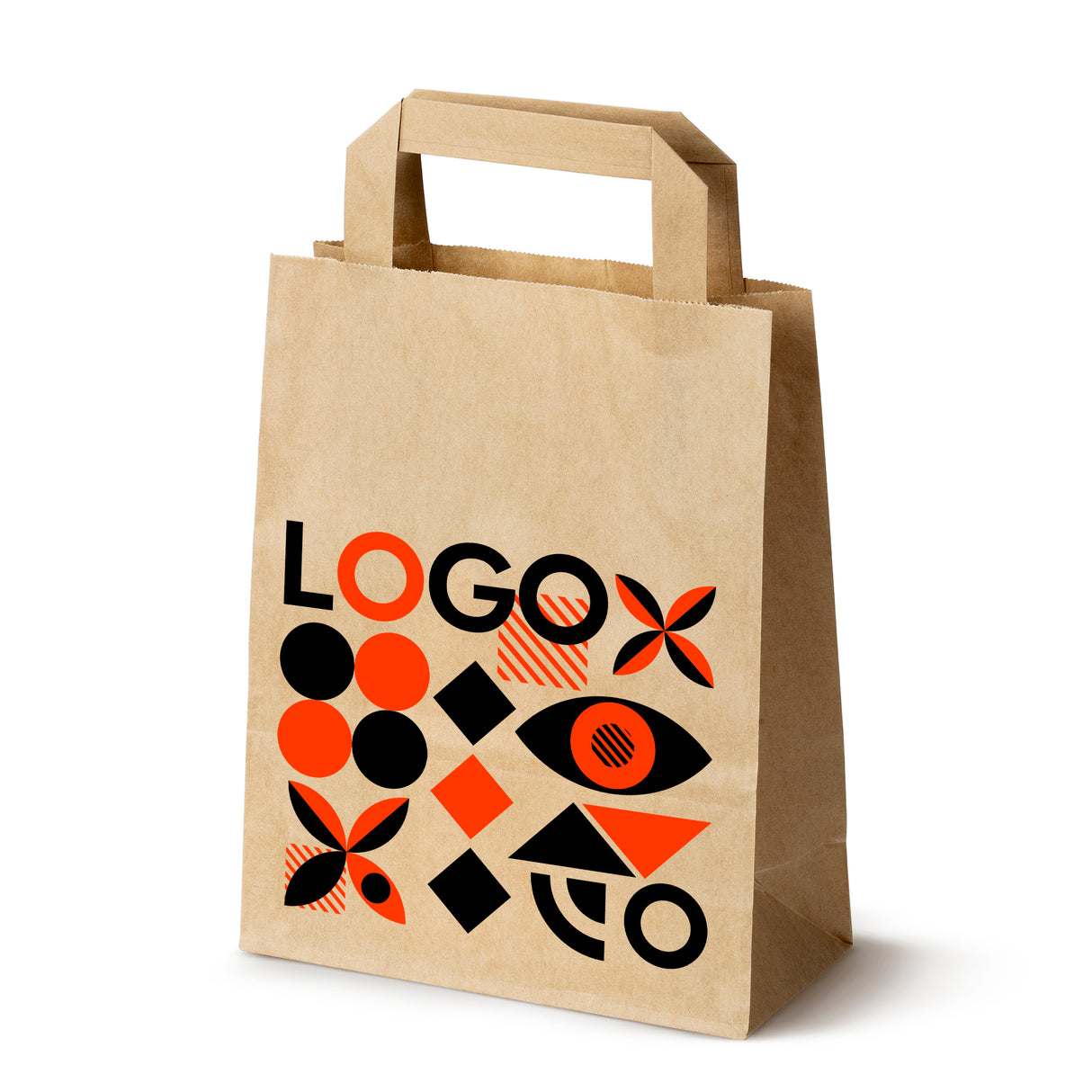 Bedruckte Papiertüte 180x80x230mm Braun ab 50 Stk.