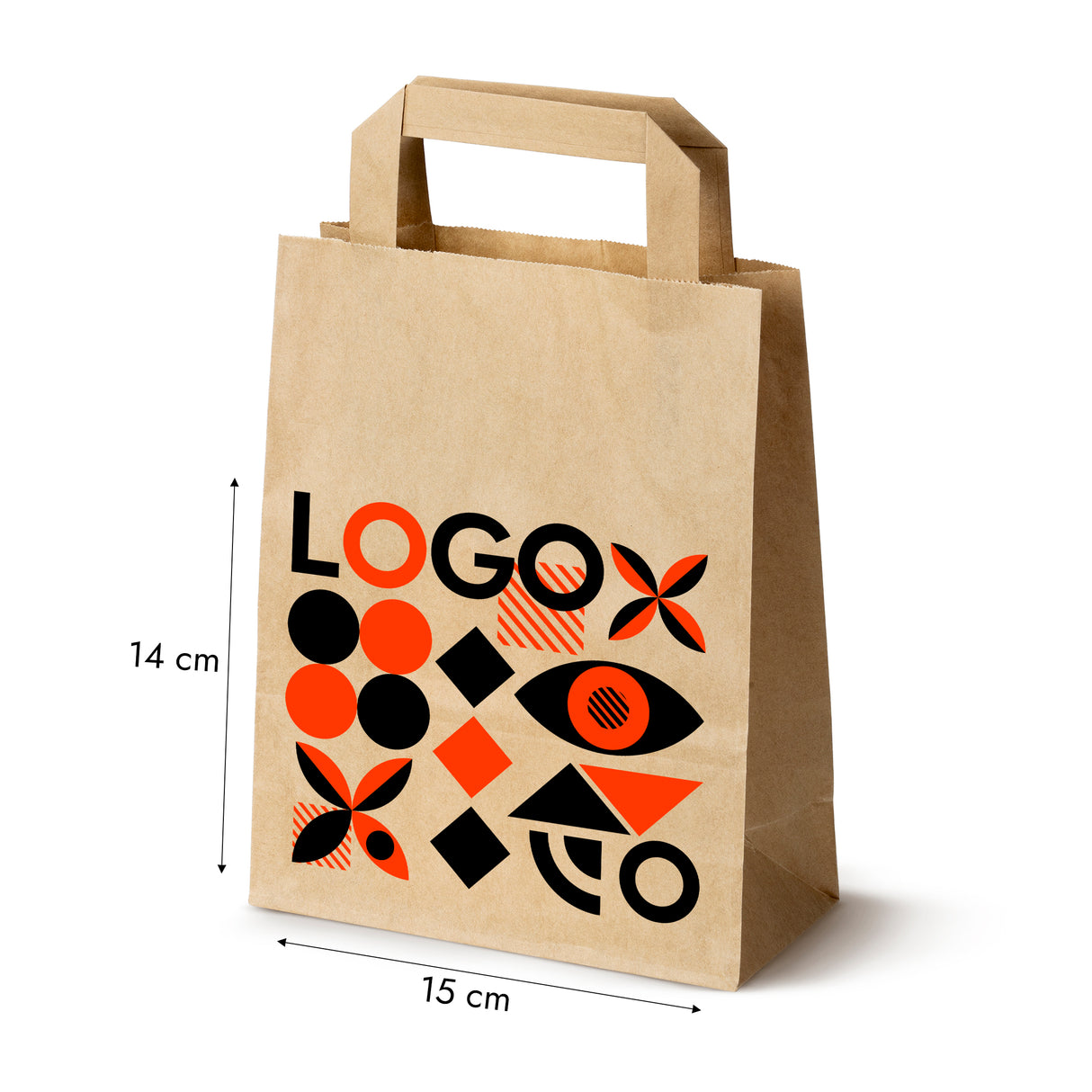 Bedruckte Papiertüte 180x80x230mm Braun ab 50 Stk.