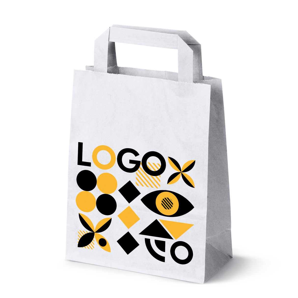 Bedruckte Papiertüte 180x80x230mm Weiß ab 50 Stk.