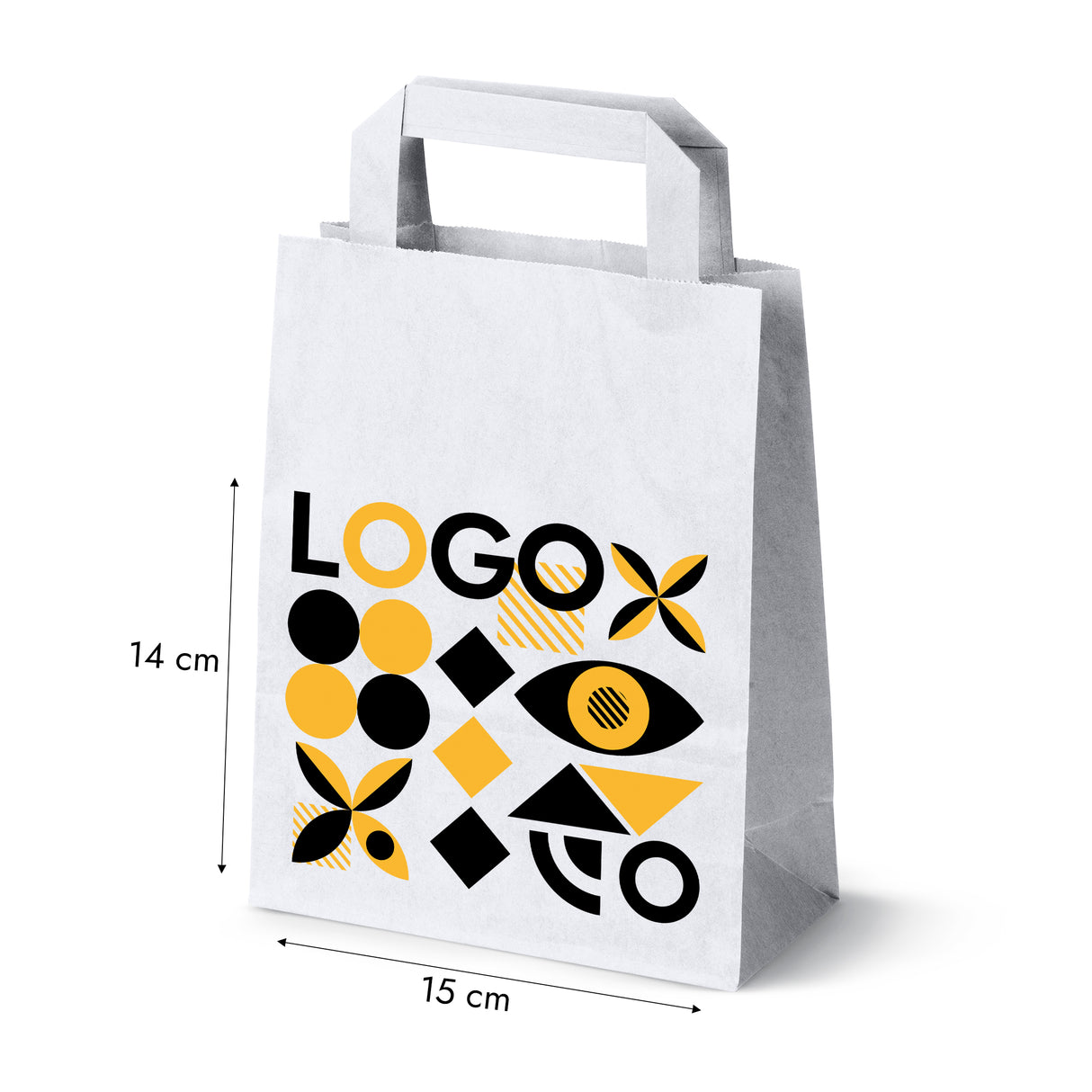 Bedruckte Papiertüte 180x80x230mm Weiß ab 50 Stk.