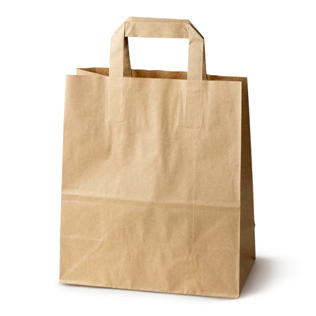 Papiertüte mit flachem Griff 220x110x245mm Braun