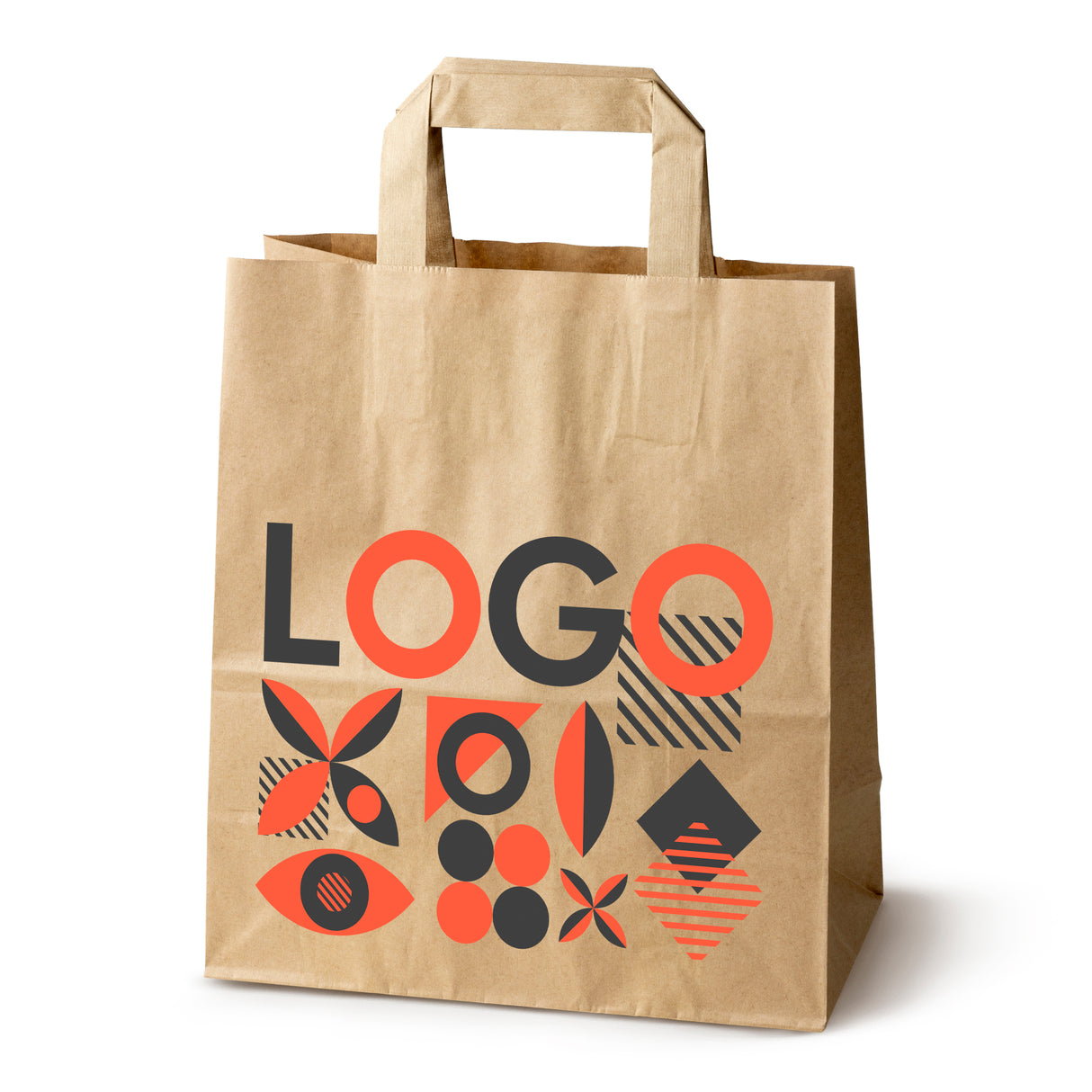 Bedruckte Papiertüte 220x110x245mm Braun ab 50 Stk.
