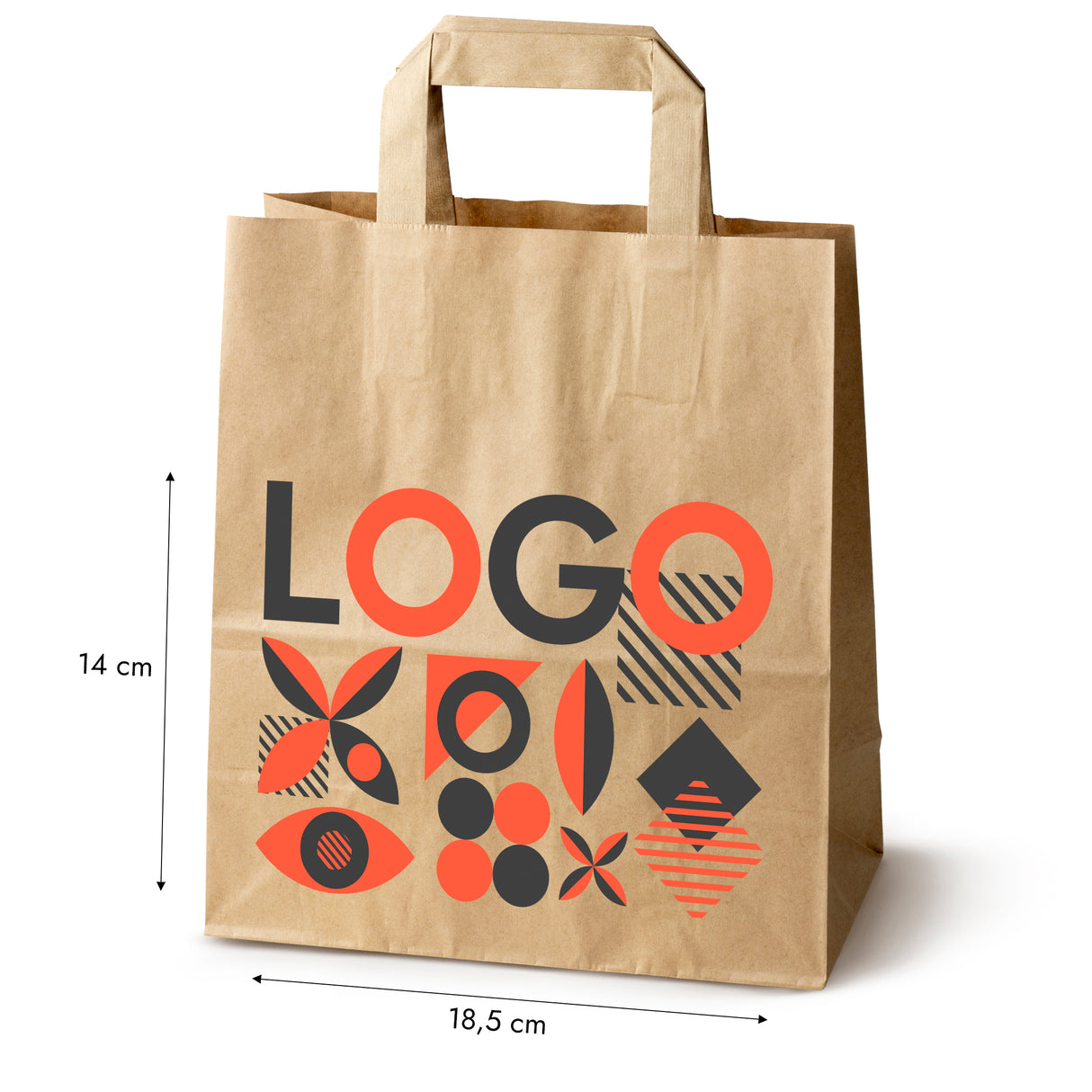 Bedruckte Papiertüte 220x110x245mm Braun ab 50 Stk.