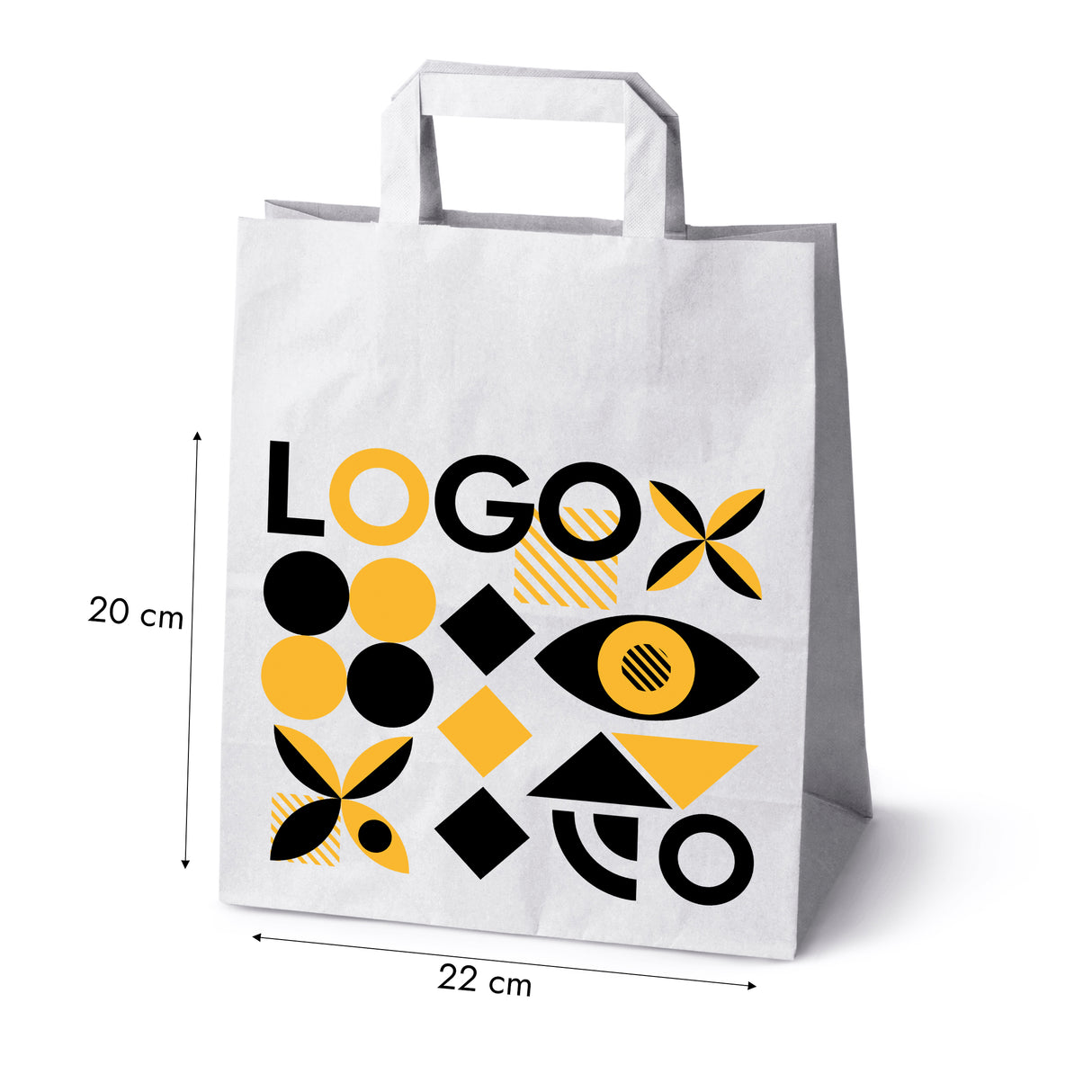 Bedruckte Papiertüte 260x140x300mm Weiß ab 50 Stk.