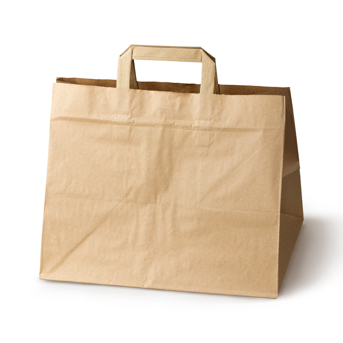 Papiertragetasche mit Flachhenkel 32+22x24,5 cm, 70 g/m², braun