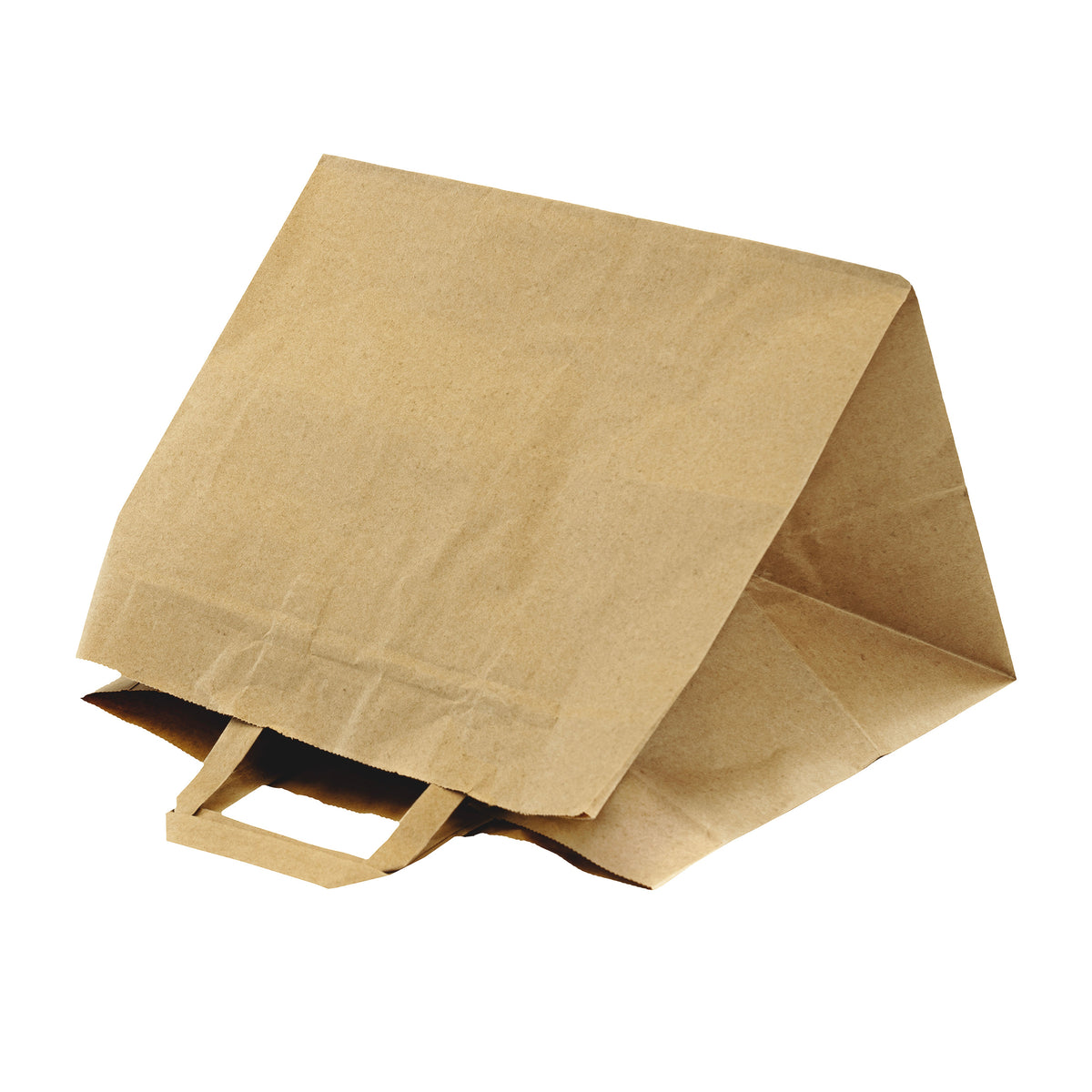 Papiertragetasche mit Flachhenkel 32+22x24,5 cm, 70 g/m², braun