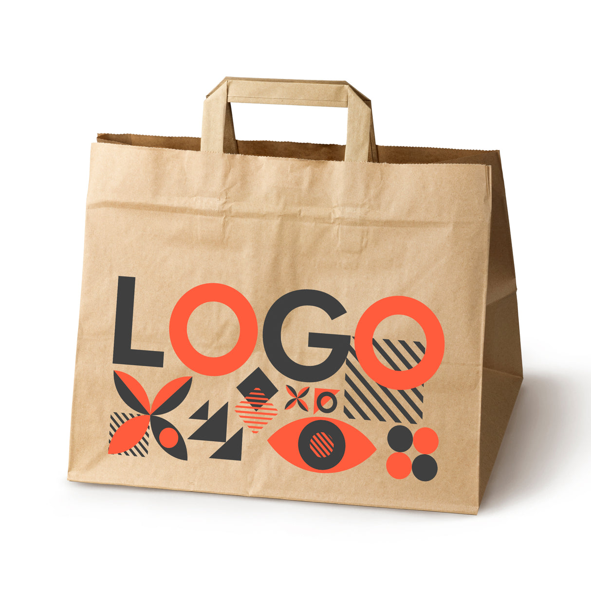 Bedruckte Papiertüte 320x220x240mm Braun ab 50 Stk.