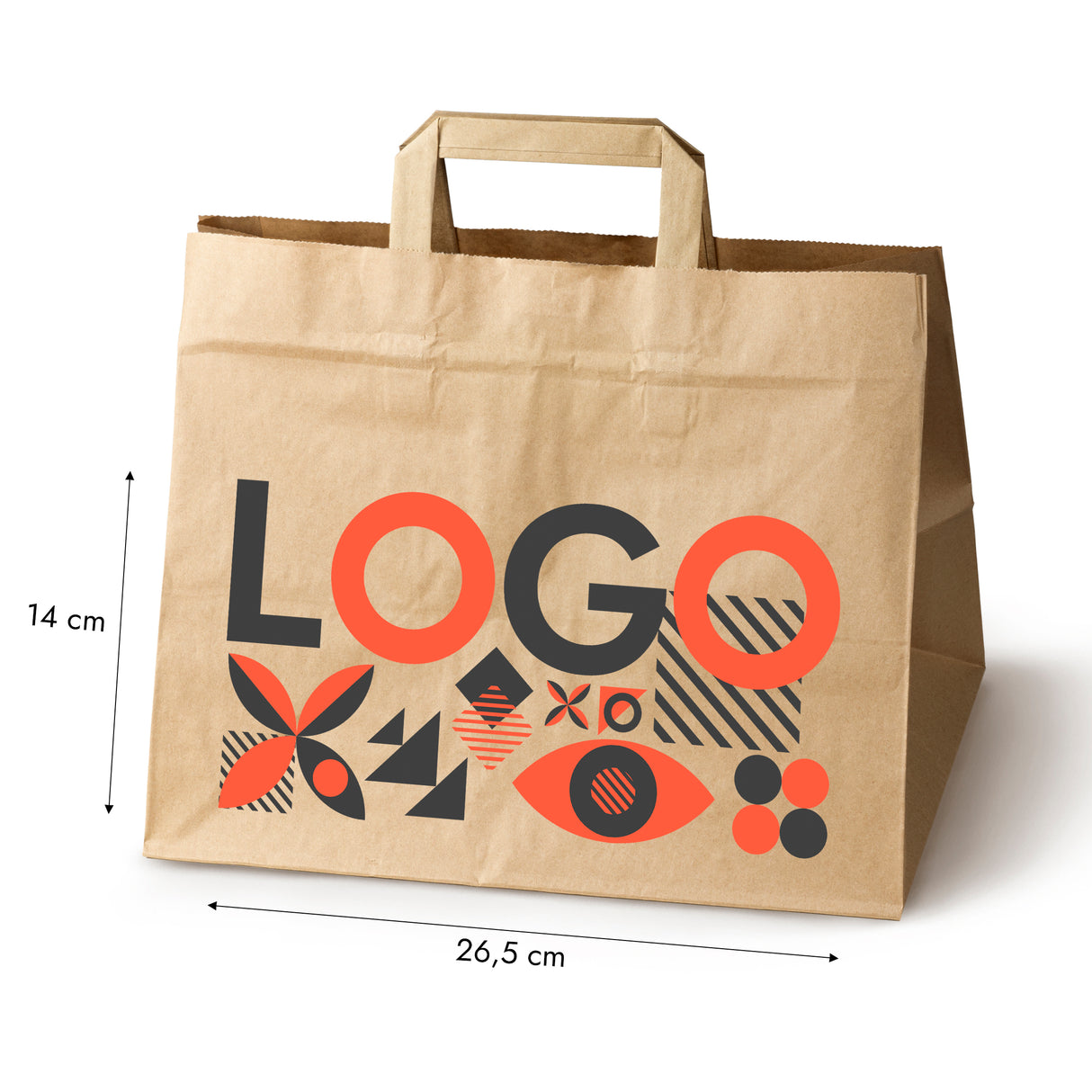 Bedruckte Papiertüte 320x220x240mm Braun ab 50 Stk.