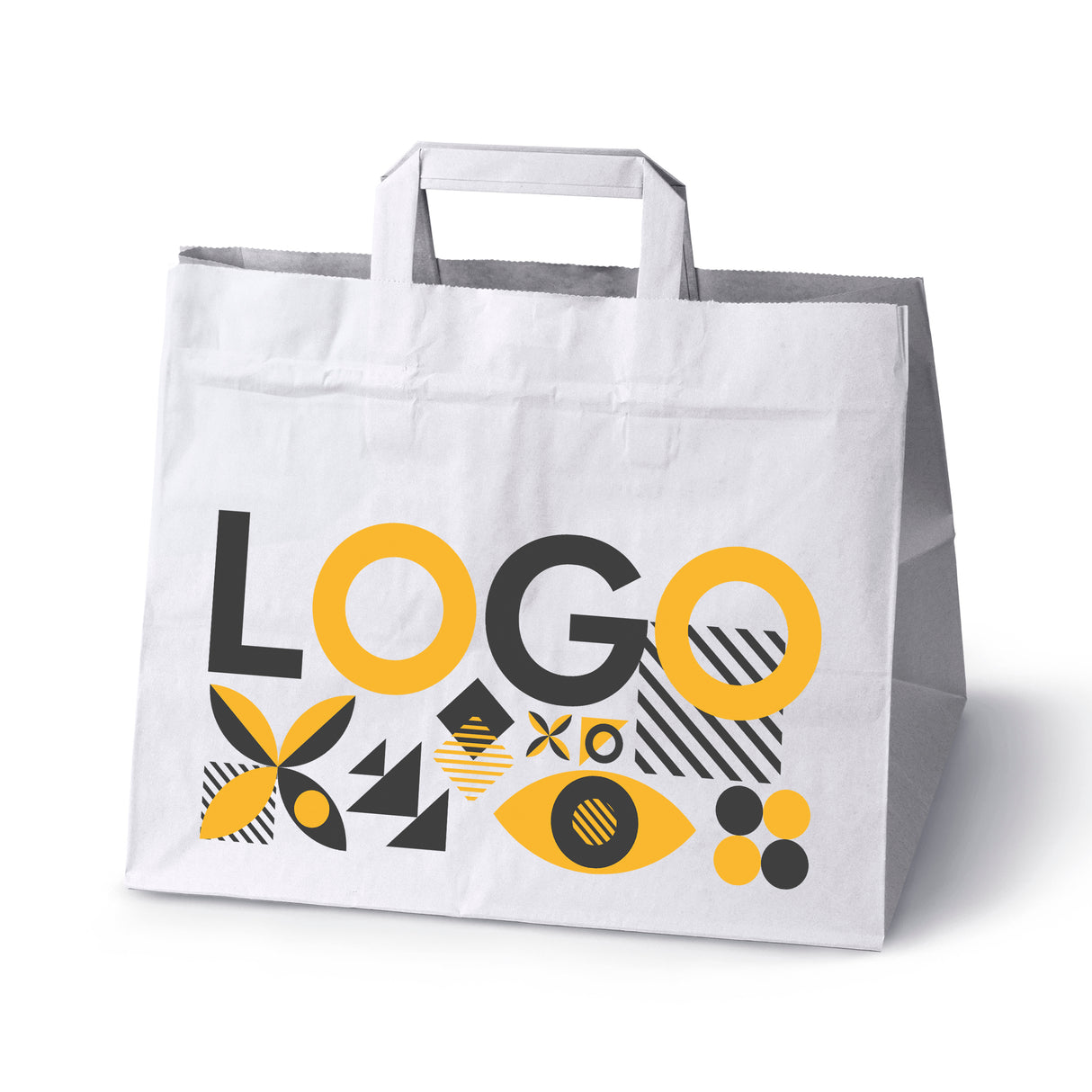 Bedruckte Papiertüte 320x220x240mm Weiß ab 50 Stk.