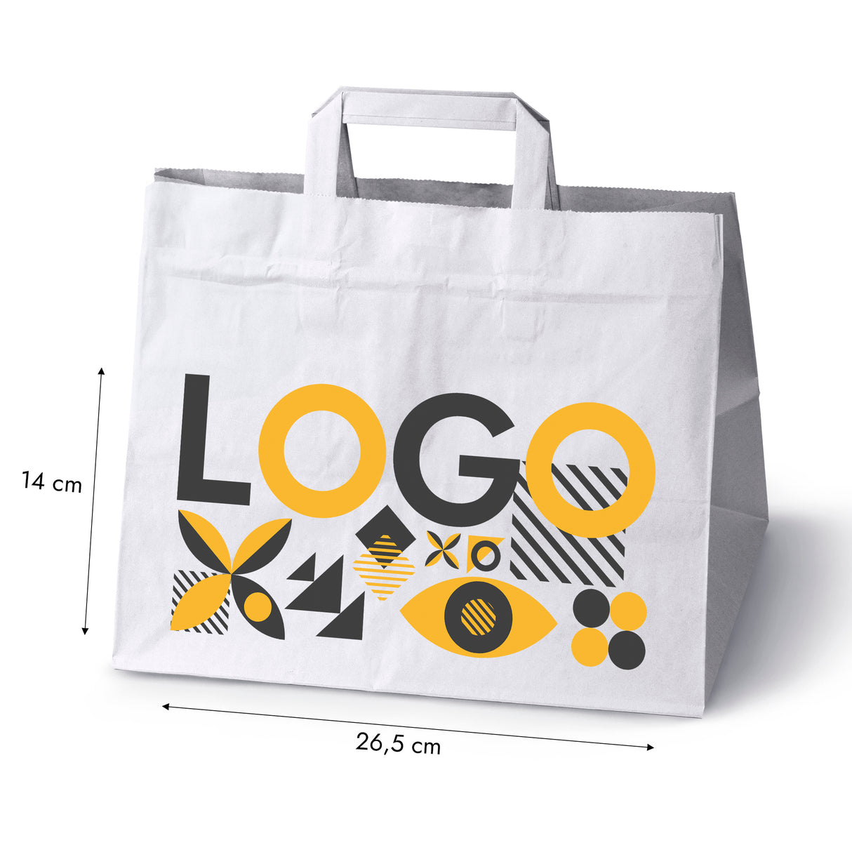 Bedruckte Papiertüte 320x220x240mm Weiß ab 50 Stk.