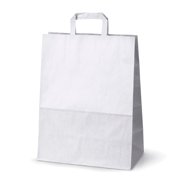 Papiertüte mit flachem Griff 320x160x430mm Weiß