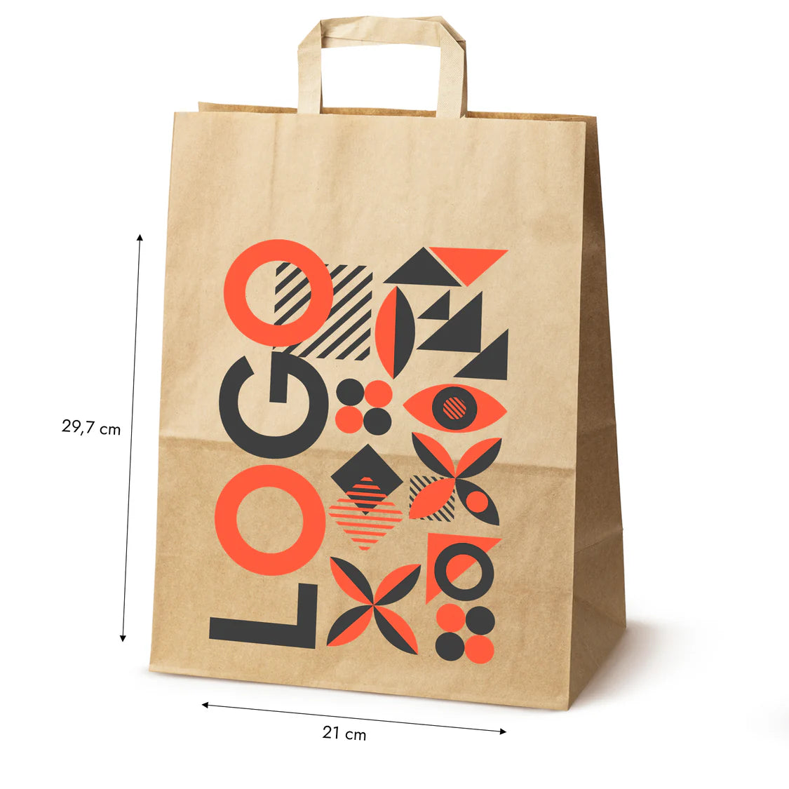 Bedruckte Papiertüte 320x140x420mm Braun ab 50 Stk.