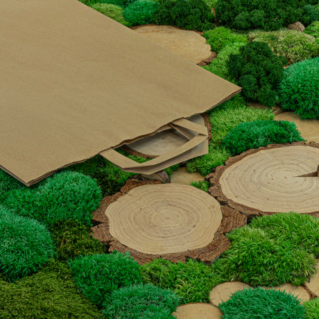 Papiertüte mit flachem Griff 320x120x410mm Braun