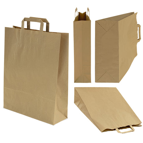 Papiertüte mit flachem Griff 320x120x410mm Braun