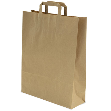 Papiertüte mit flachem Griff 320x120x410mm Braun