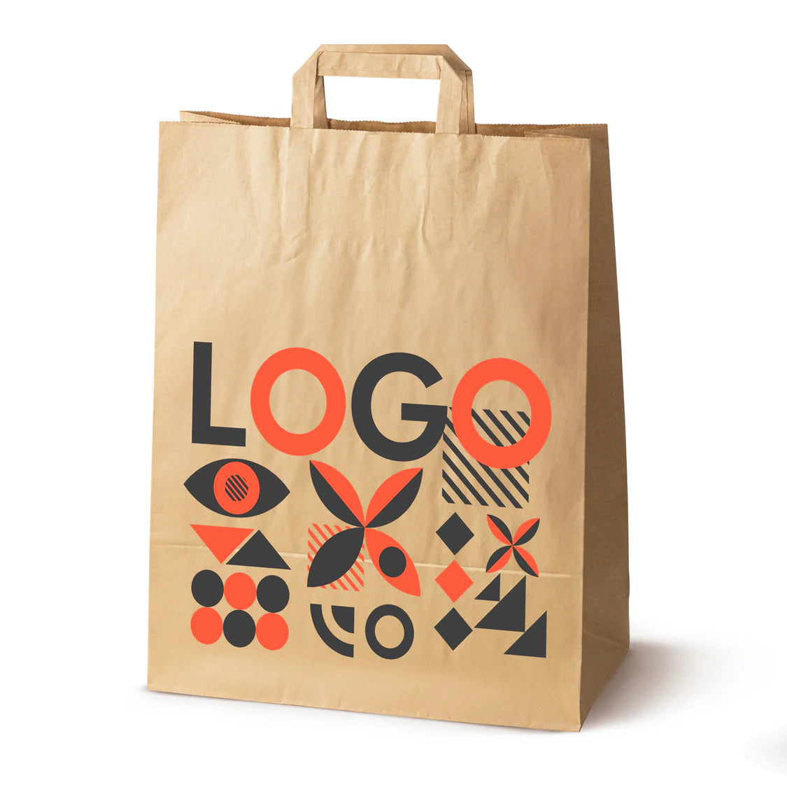 Bedruckte Papiertüte 320x120x410mm Braun ab 50 Stk.