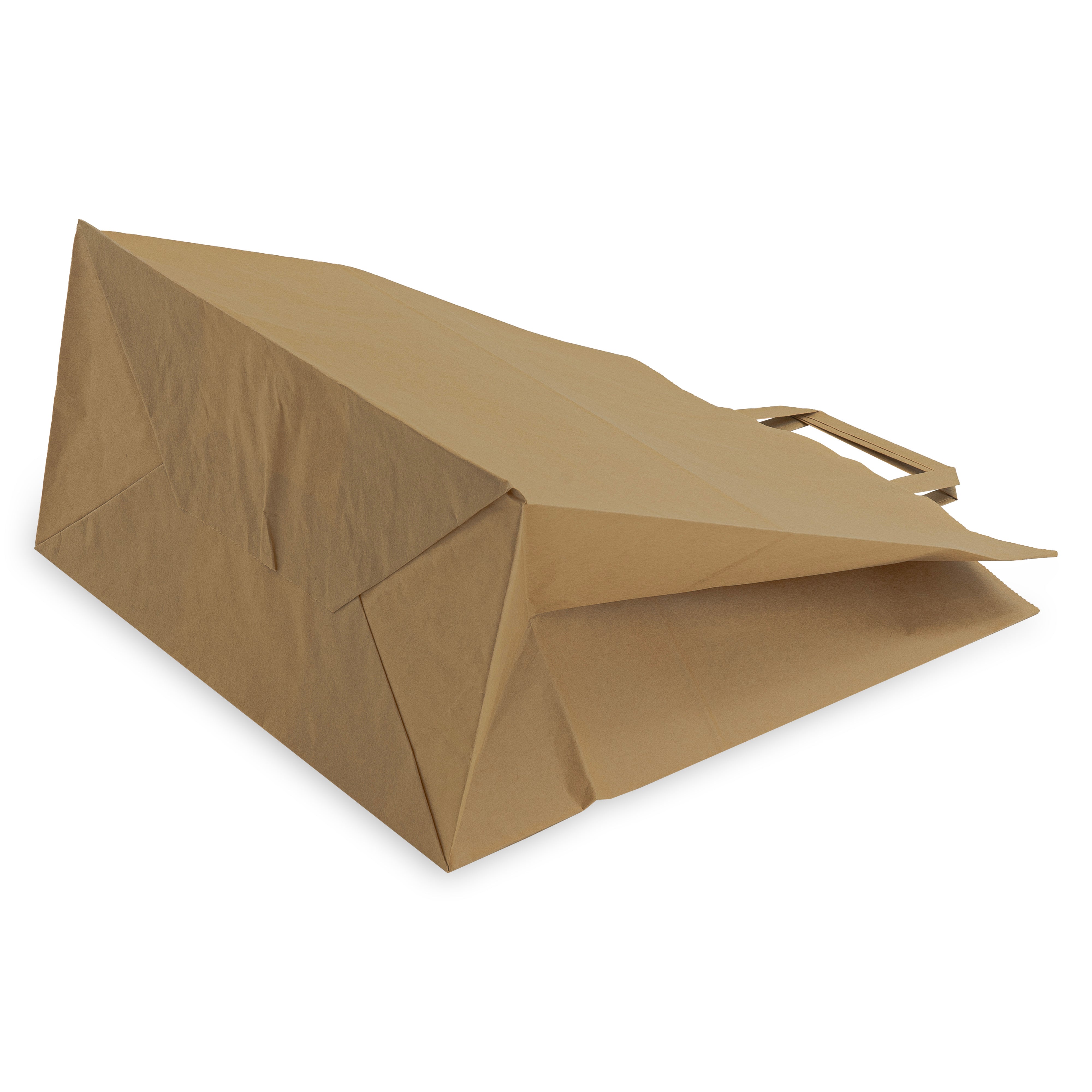Papiertüte mit flachem Griff 320x160x390mm Braun