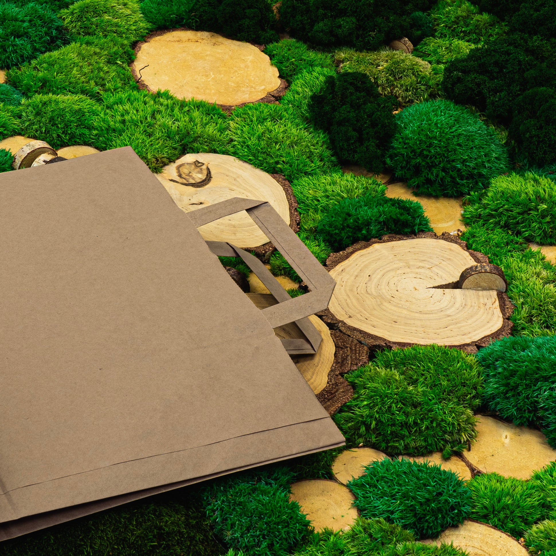 Papiertüte mit flachem Griff 320x160x390mm Braun