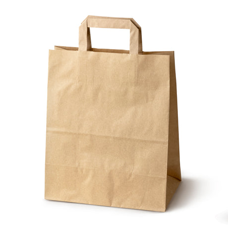 Papiertüte mit flachem Griff 250x110x320mm Braun