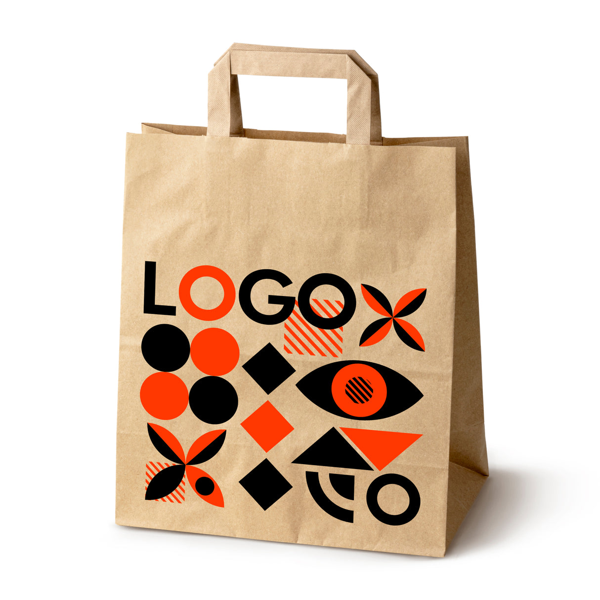 Bedruckte Papiertüte 260x140x300mm Braun ab 50 Stk.