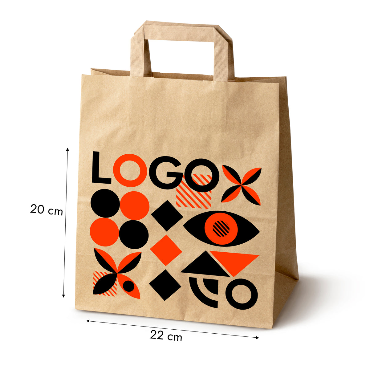 Bedruckte Papiertüte 260x140x300mm Braun ab 50 Stk.