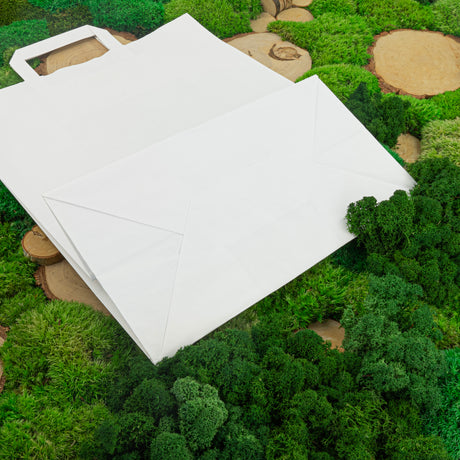 Papiertüte mit flachem Griff 320x160x390mm Weiß