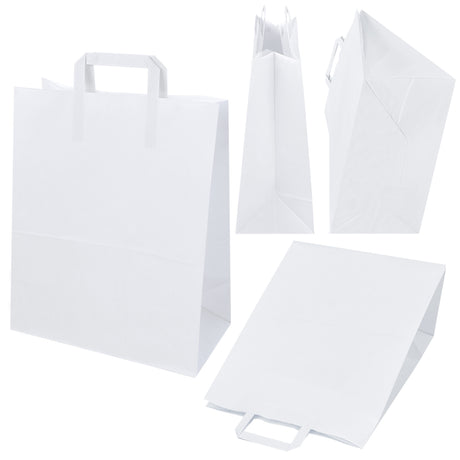 Papiertüte mit flachem Griff 320x160x390mm Weiß