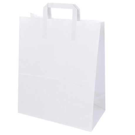 Papiertüte mit flachem Griff 320x160x390mm Weiß