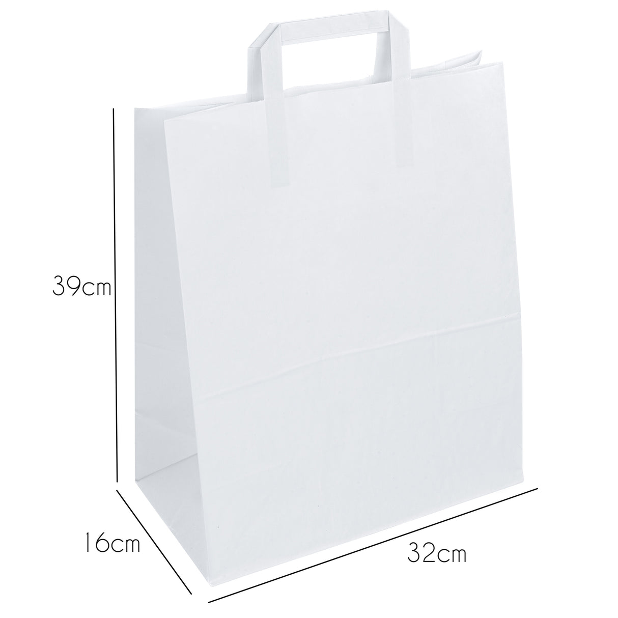Papiertüte mit flachem Griff 320x160x390mm Weiß