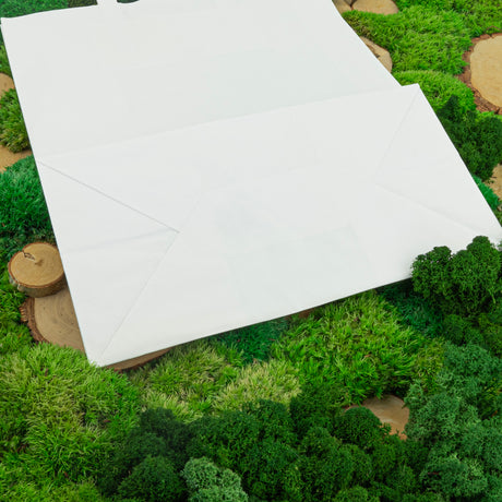 Papiertüte mit flachem Griff 320x160x390mm Weiß