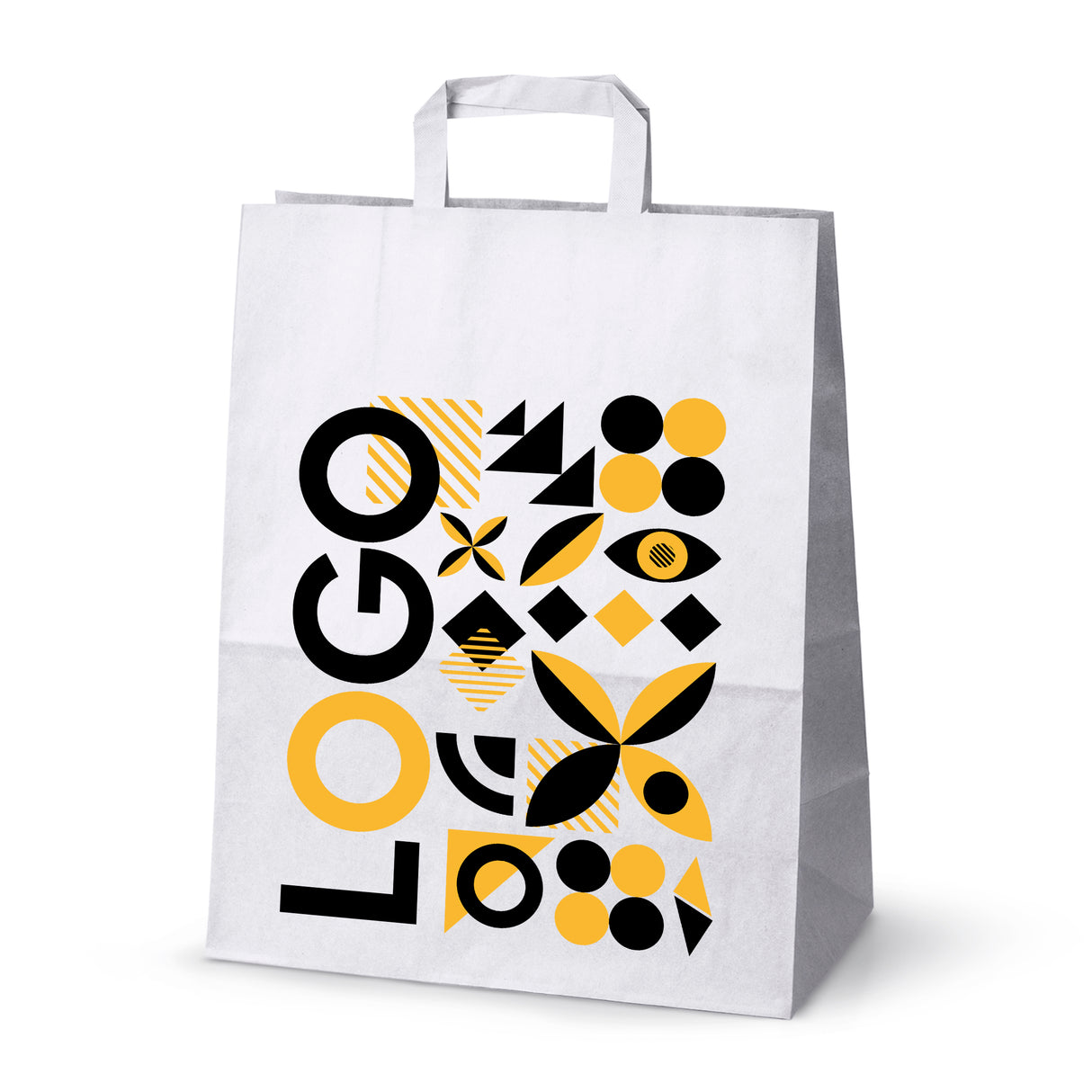 Bedruckte Papiertüte 320x160x390mm Weiß ab 50 Stk.