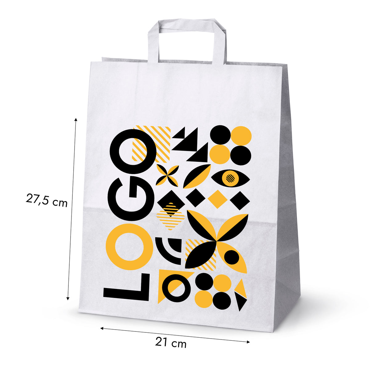 Bedruckte Papiertüte 320x160x390mm Weiß ab 50 Stk.