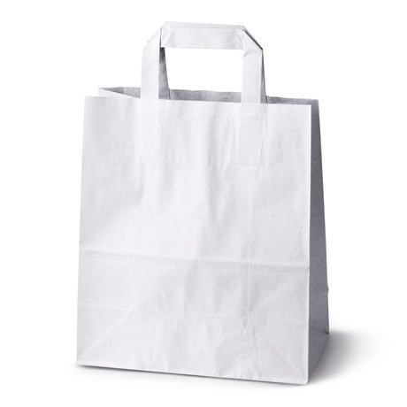 Papiertüte mit flachem Griff 220x100x285mm Weiß