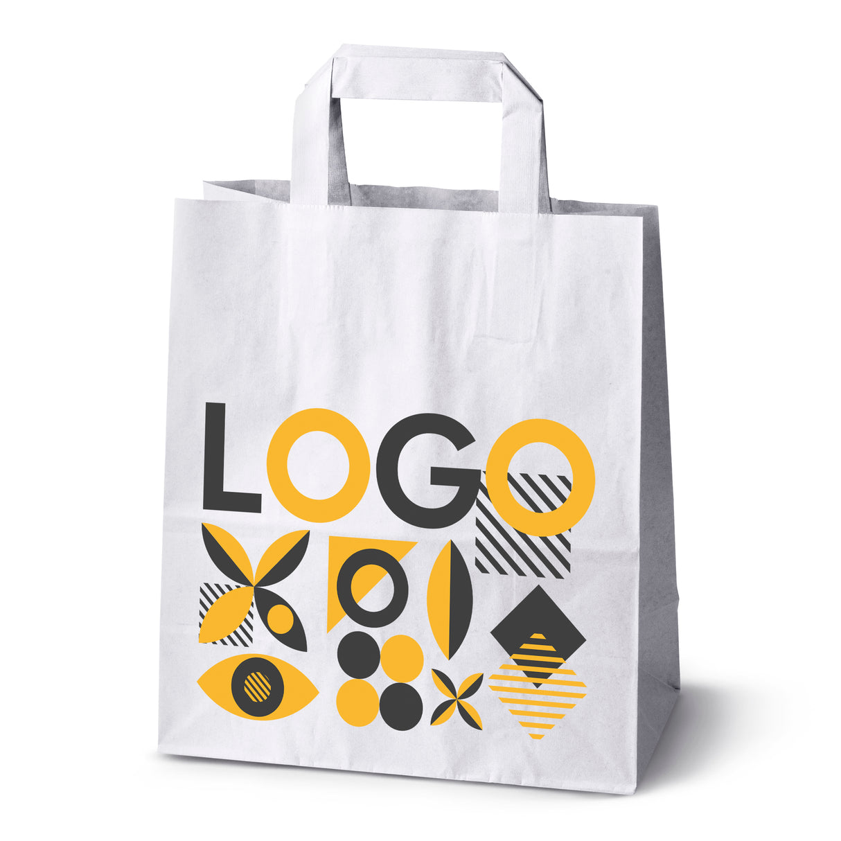 Bedruckte Papiertüte 220x110x245mm Weiß ab 50 Stk.