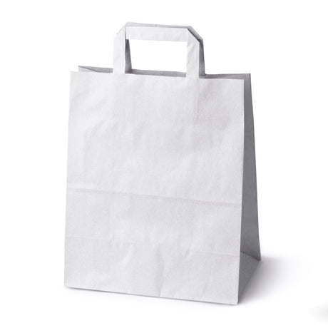 Papiertüte mit flachem Griff 250x110x320mm Weiß