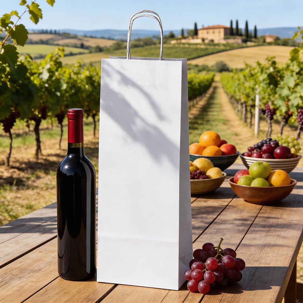 Papierová taška s otáčaným uchopom 160x90x390mm biela