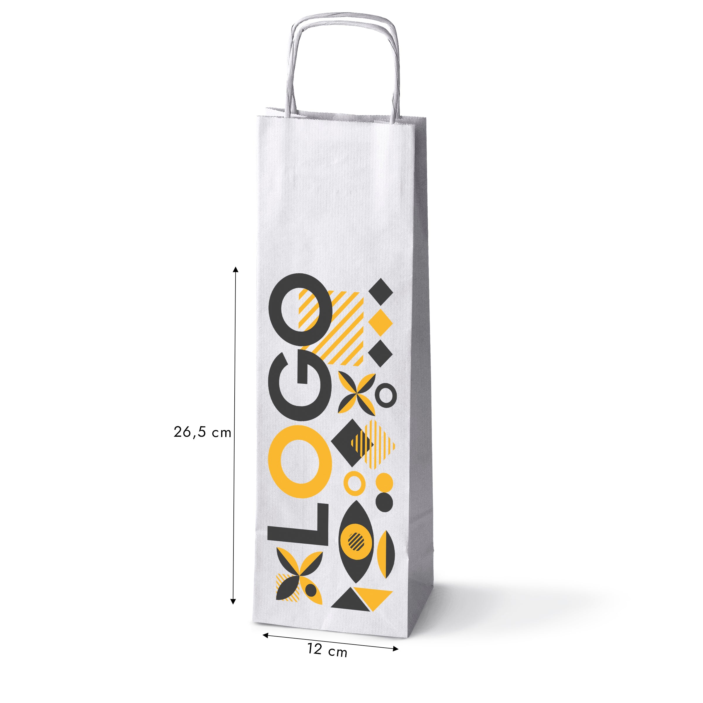 Bedruckte Papiertüte 160x80x390mm Weiß ab 50 Stk.