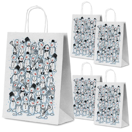 Weihnachtspapiertüte 240x100x320mm Schneemänner